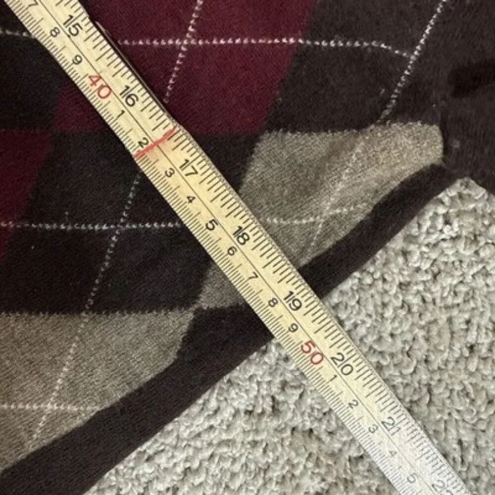 Banana Republic Mens M Merino Wool Argyle Sweater Brown‎ Red Tan Classic EUC
